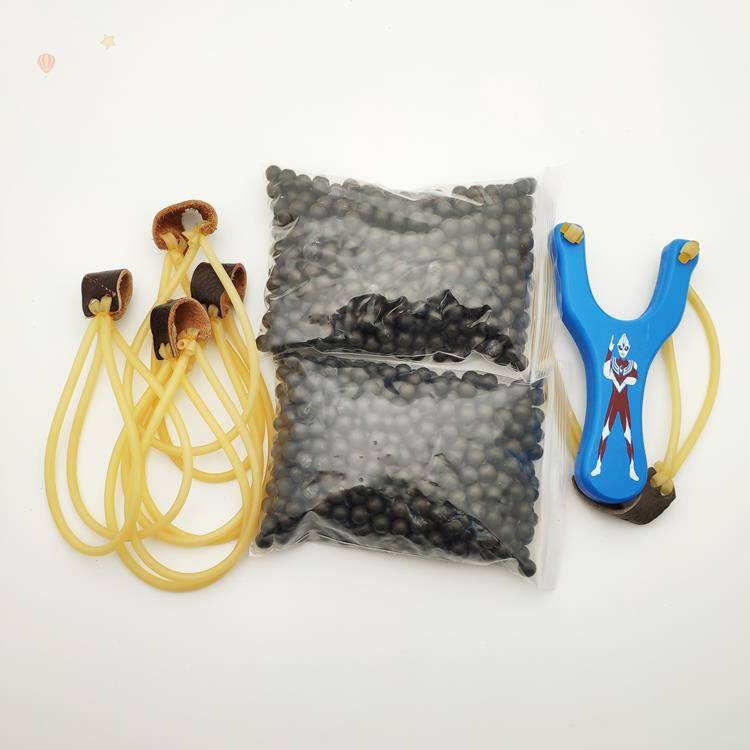 Blue slingshot + 1,000 mudballs + 4 bands